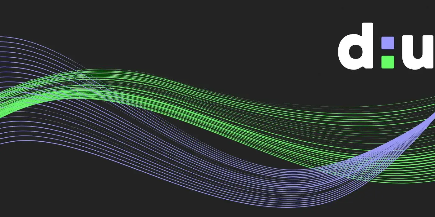MID GmbH | Data:unplugged 2026, Europas größtes Festival für Daten & KI; das Bild zeigt das Data:unplugged Logo „d:u“ auf schwarzem Hintergrund, mit dynamischen grünen und blauen Linien, die für digitale Vernetzung und Innovation stehen.